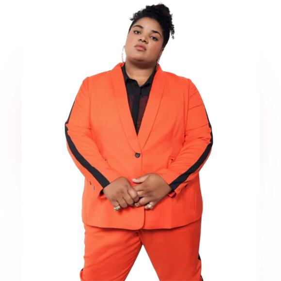 Wild fang Jackets & Blazers - NWT Wildfang Empower Blazer - Bold Orange w/ Black Stripes, Size 1X